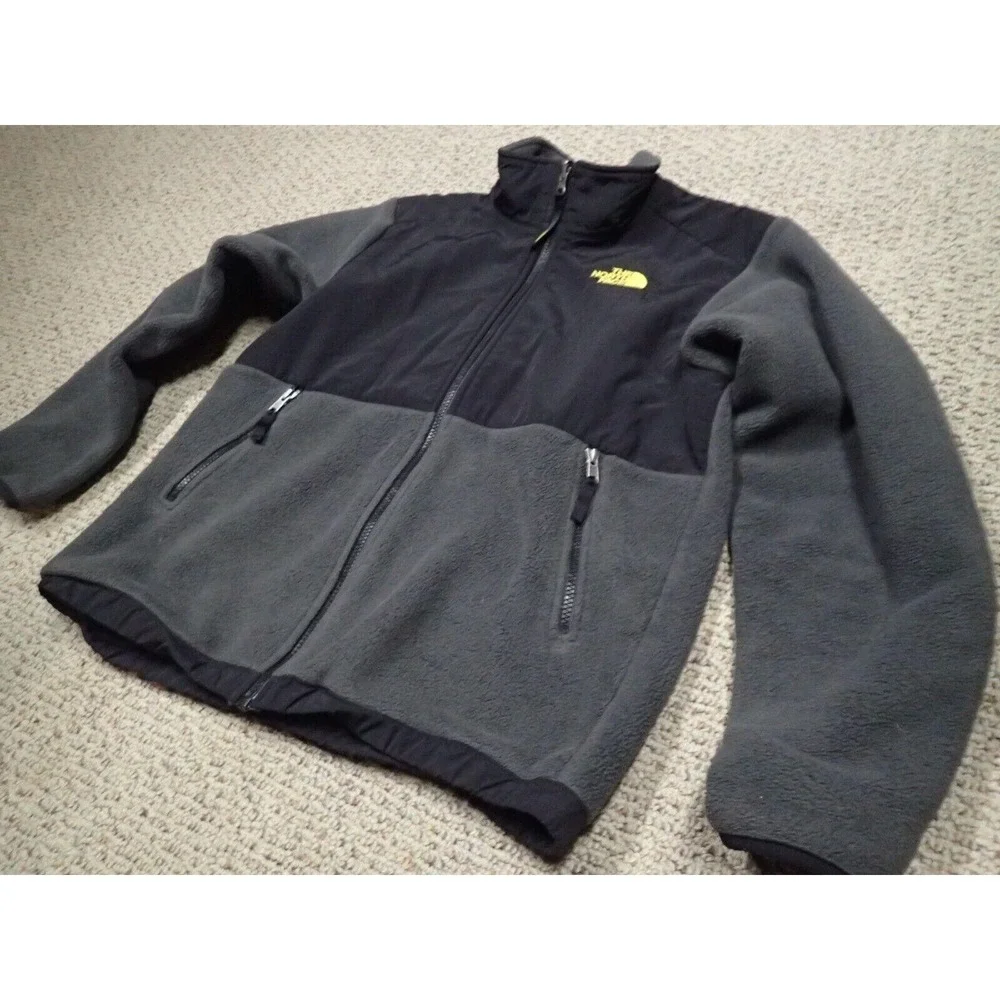 The North Face Denali Fleece Jacket Boys Large 14/16 Gray Black Excellent Zip Up